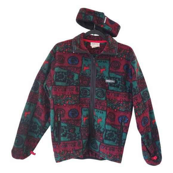 Obermeyer Jackets & Blazers - Vintage Obermeyer Montana Fleece Jacket Red Green Full Zip Aztec W/ HEADWRAP M